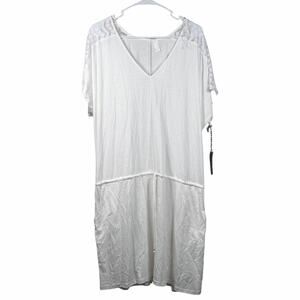 Sonnet Shores Swim Cover-Up Women's XXL Dress Tie Waist White Pockets Lace